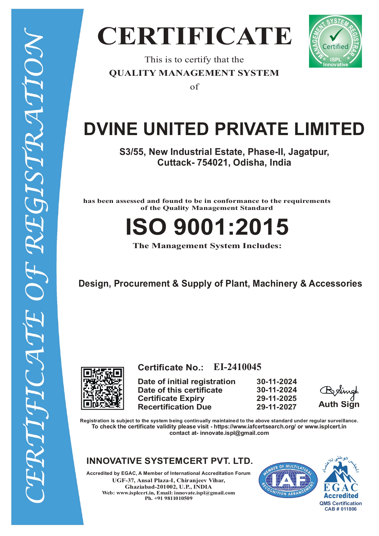 ISO 9001 Certificate